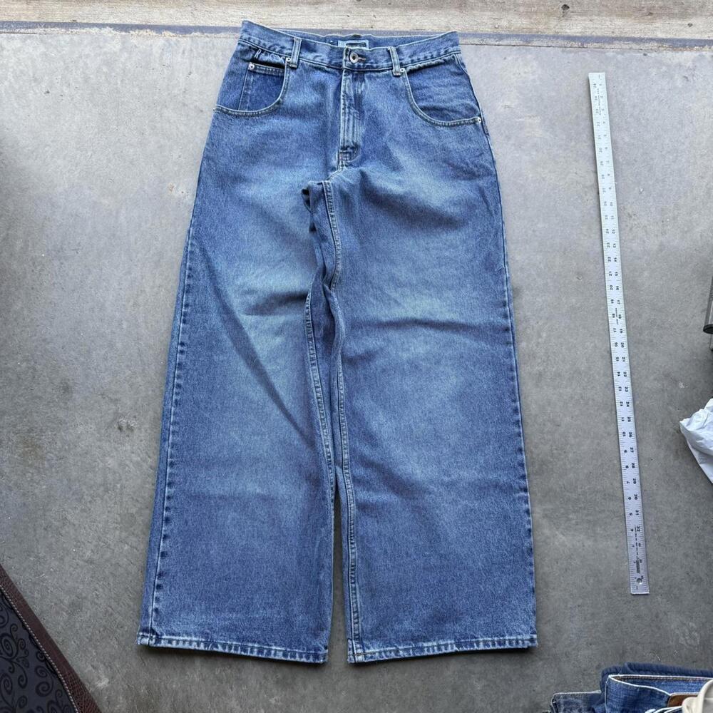 VTG Y2K Super Baggy Blue denim jeans size 32 x 32 Skate Style Wide Leg